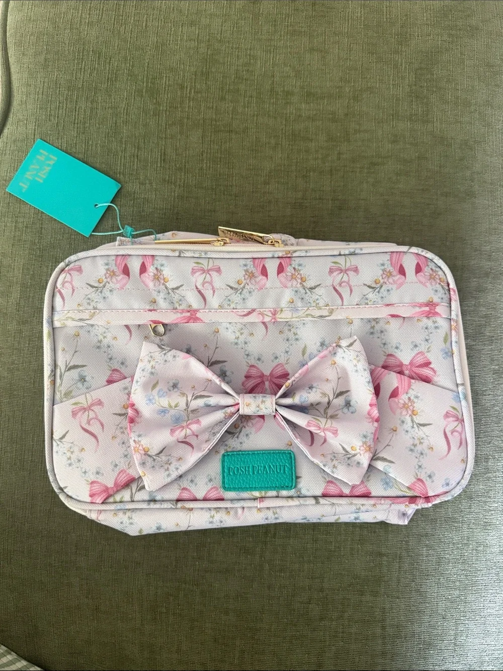 New Posh Peanut Pink Floral Bow Kids lunchbox